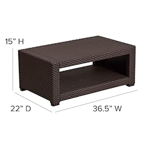 Flash Furniture Seneca Chocolate Brown Faux Rattan Coffee Table Flash Furniture Seneca Chocolate Brown Faux Rattan Coffee Table