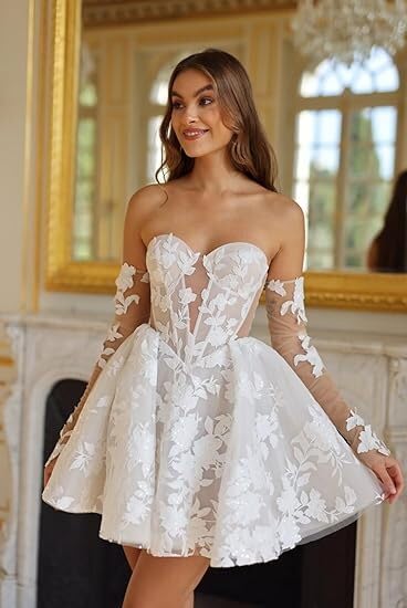 Vintage Tulle Short Wedding Dresses for Bride 2025 Elegant Spaghetti Straps Boho Mini Bridal Dress for Wedding3