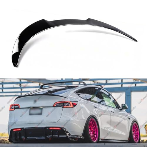WheelX Rear Spoiler Compatible with 2020-2024 Tesla Model Y MV Style Duckbill Trunk Exterior High Kick Tail Deck Lid Splitter Wing Lip 2020 2021 2022 2023 2024 (Glossy Black)