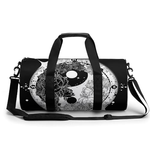 Sac de sport gym Tai-Chi noir et blanc - duffel bag camping et sac week-end voyage