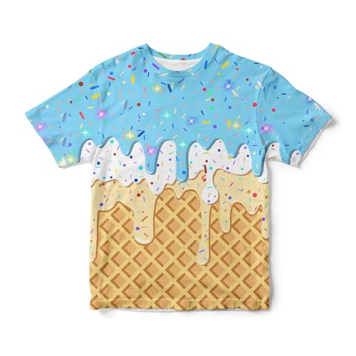 Boys T Shirt 3D Printed Ice Cream Drip Graphic T-Shirts Kids Short Sleeve Cool Crewneck Tees Novelty...