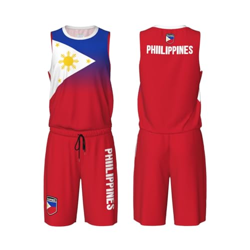 DABOYOZHZH Philippines Flag Basketball Uniform Suit for Men Team Training Athletic Gradient Jersey
