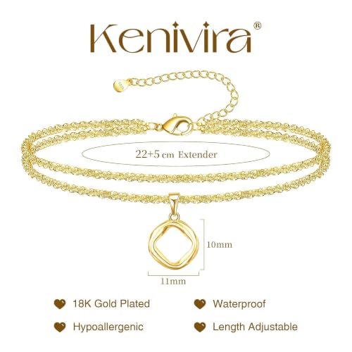 Image of Kenivira Sterling Silver Ankle Bracelets for Women,Gold Dainty Layered Waterproof Anklet for Women, Anklet Set Stackable Beach Gift Adjustable Size