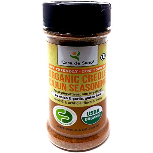 Organic Low FODMAP Certified Paleo Seasoning (Cajun)|No Onion No Garlic, Gluten Free, Low Salt, No Carb, Keto, Whole30, Kosher, All Natural, No GMO, Non Irradiated, Popcorn Seasoning-Casa de Sante