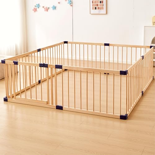 Image of Playpen for Babies and Toddlers,Baby Playpen Fence Yard Wood,Wooden Baby Playpen for Babies and Toddlers,Wooden Baby Play Fence Yard Play Area (140X200)
