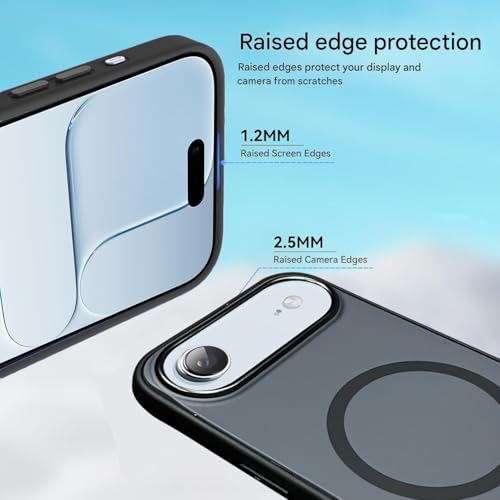 Image of VONZEE Magnetic for iPhone 17 Air Case (2025)(Compatible with MagSafe)(Military Grade Drop Protection) Matte Shockproof with Anti-Fingerprint Phone Cover, 6.6''|Black