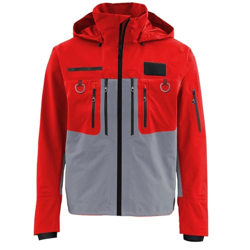 Image of Waterproof Wading Jacket Breathable Rain Jacket for Fly Fishing Sailing Hunting Hiking Camiping (X-Large,Red)