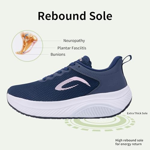 Image of Wide Toe Box Shoes Women Arch Support Walking Shoes for Plantar Fasciitis Wide Width Orthotic Tennis Sneakers