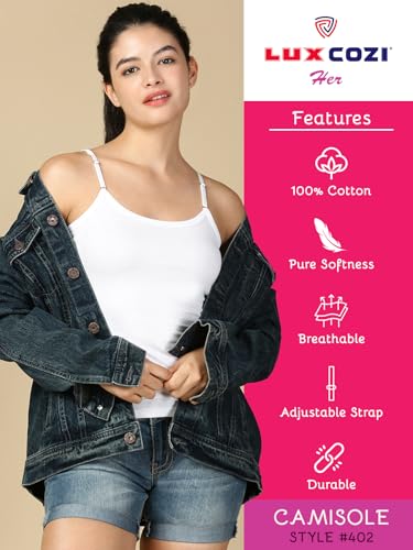 Image of Lux Cozi Premium Cotton Regular Fit Camisole for Women - Pack of 4