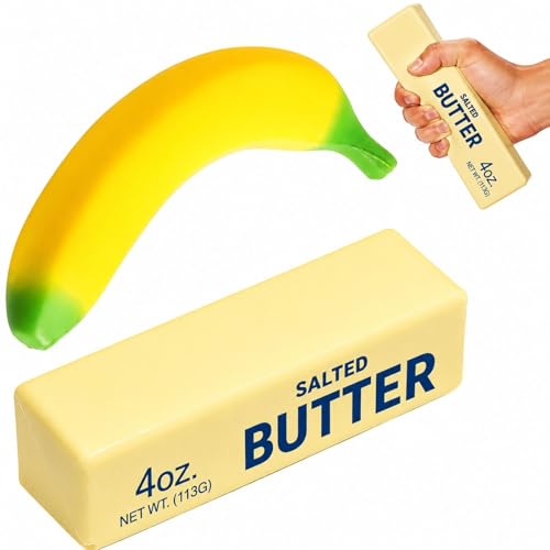 2Pcs Squishy Butter Squishy Banana for Handheld Fidgeting and Pressing Actions Made of Soft Material
