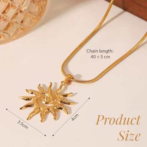 Wasserfeste Edelstahl Kette Sonne Damen, Kette Sonne Damen - Gold Vergoldet Halskette mit Sun Anhänger, Verstellbar Sonnenkette Goldkette Wasserfest für Frauen Mädchen Geschenke – Bild 4