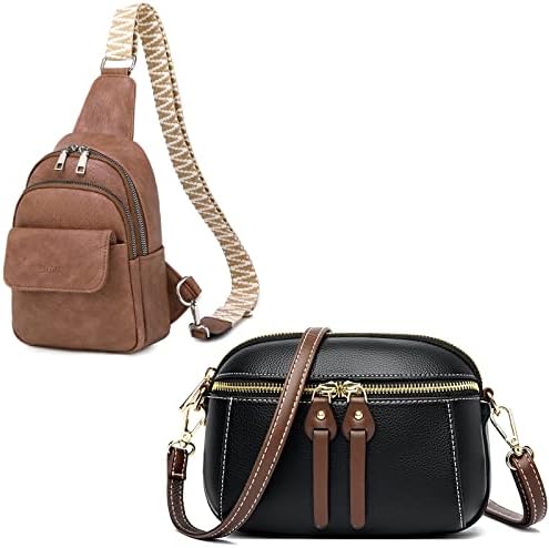 Eslcorri Small Crossbody Shoulder Bag for Women, Triple Zip Cell Phone Purse Wallet Bags with Strap