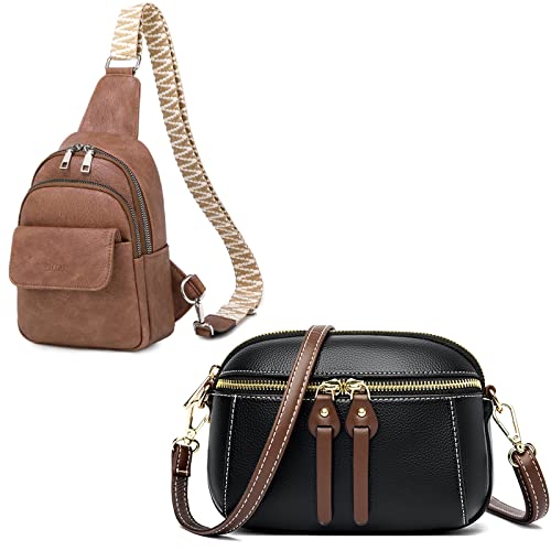 Eslcorri Small Crossbody Shoulder Bag For Women, Triple Zip Cell Phone Purse Wallet Bags With Strap #TOP15