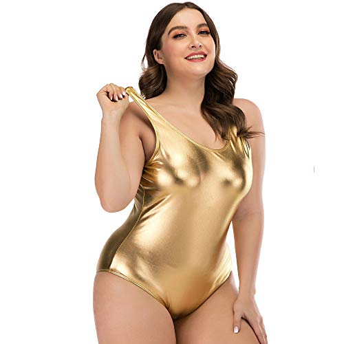 Two Piece Swimwear for Women Plus Size Shiny Sexy Tummy Control Pool Vacation Bathing Suit4