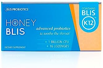 BLIS HoneyBlis Oral Probiotic Throat Lozenges with Soothing Manuka Honey, High Potency K12 Probiotics (1 Billion CFU) to Support Immunity and Manuka Honey to Soothe Sore Throats, 16 Lozenges