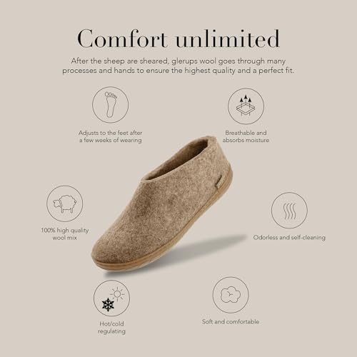 Image of Glerups 100% quality wool mix Shoe Slipper with rubber sole - Unisex
