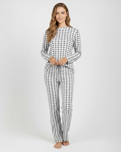 Image of Real Essentials 2 Pack: Women's Long Sleeve Pajama Sets - Soft Comfy 2 Piece PJ Set Matching Ladies Sleepwear (Plus Size)