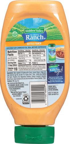 Image of Hidden Valley Buffalo Ranch Condiment and Dressing, Easy Squeeze Bottle, 20 Fluid Ounces (Package May Vary) (Pack of 2)
