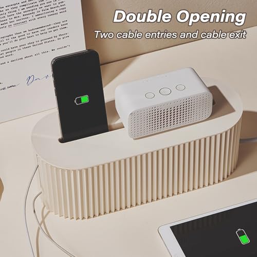 Kabelbox, Steckdosenbox Mit Deckel, Kabelmanagement Box Kabel Organizer Box 33cm x 13cm x 11cm, Kabel Aufbewahrungsbox Kabel Box Aufbewahrung, zum Verstecken und Organisieren von Kabeln, Weiß