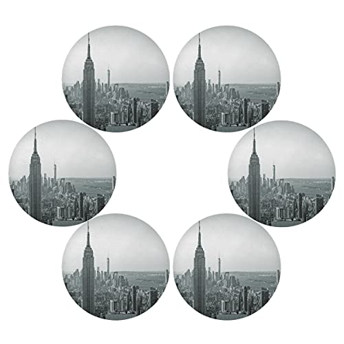Lot de 6 sets de table ronds USA New York City - Résistants à la chaleur - Antidérapants - Lavables - Pour la maison, la cuisine, l'intérieur et l'extérieur -...