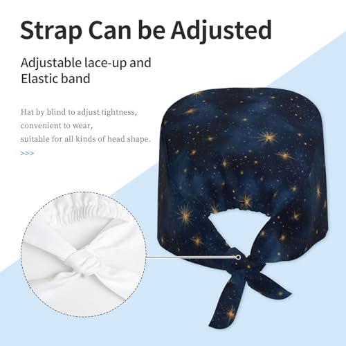 Image of Working Cap Scrub Cap with Sweatband Adjustable Unisex Tie Back Hat for Cleaning Farm Nursing