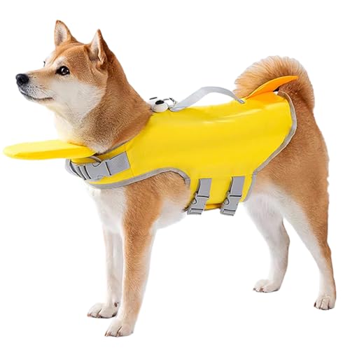 RUYICZB Dog Life Jacket, High Buoyancy Life Jacket for Dogs with Rescue Handle, Chin Float for Boating Surfing Swimming, Adjustable Ripstop Dog Lifesaver Swimsuits Big Eyes Design,XS