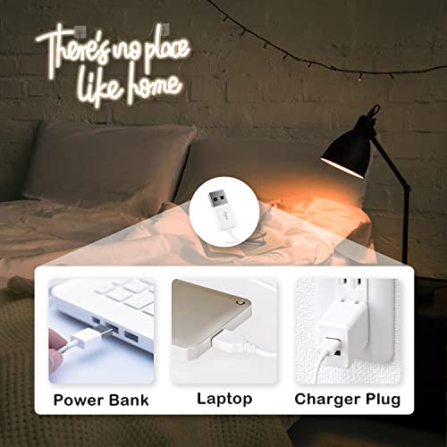Image of Lucunstar There's No Place Like Home Neon Sign For Room Warm White Led Sign USB Powered Neon Light for Wall Decor Light Up Signs for Wedding Party Bedroom Home Decor