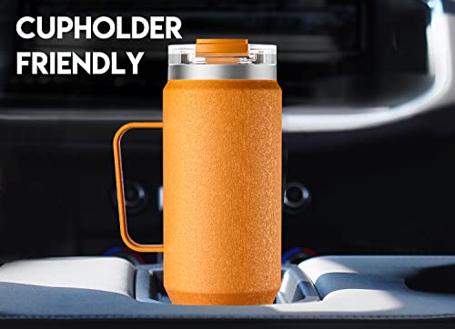 Image of Meoky 40oz Tumbler with Handle, Stainless Steel Travel Mug with 2-in-1 Straw and Sip Lid, Vacuum Insulated Coffee Mug, 100% Leak Proof, Keeps Cold for 34 Hours or Hot for 10 Hours (Maple)