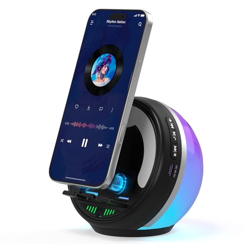 Image of Wireless Induction Speaker with Phone Stand, RGB Bluetooth Desk Speaker | No Bluetooth Pairing, Instant Sound Boost, Great for calls, podcasts, and videos, Unique Gift for Men, Dad, Mom, Office