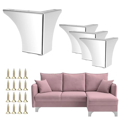 4 Patas de Muebles de 10cm, DIY Muebles Metal Patas de Mesa Gabinete, Patas de Metal Triangulares, Pies de Gabinete Triangulares de Repuesto para Gabinete, Sofá, Silla, Mesa de Centro con Tornillos