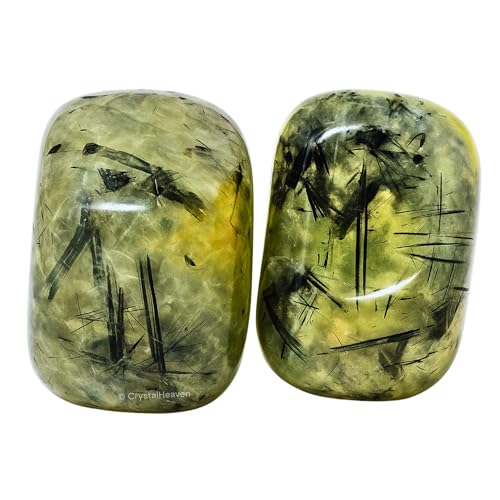 Image of Certified Prehnite Crystal Healing Tumbled Stone, Natural Polished Crystals for DIY Crafts, Manifestation, Meditation, Pooja Feng Shui and Reiki Healing (30 Grams)