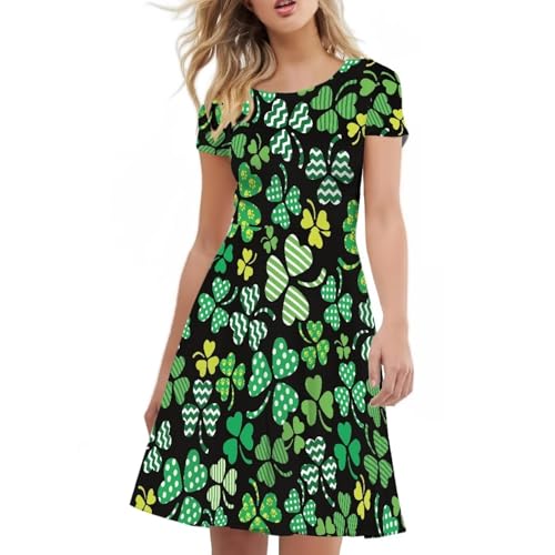 Image of Biyejit Women's Summer Casual Short Sleeve T-Shirt Swing Dress Crew Neck Plus Size S-4XL