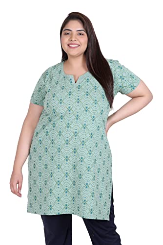 Image of In Love Women's Cotton Plus Size Longline T-Shirt Half Sleeve with Pockets | Cotton fabric - soft longline T-shirt with easy plus-size fit