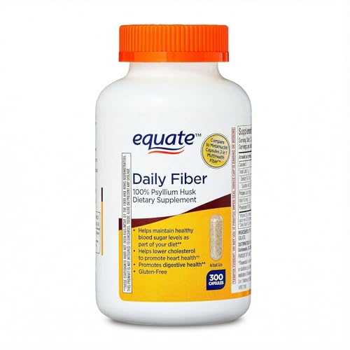 Psyllium Husk Fiber Capsules Daily Fiber Supplement Capsules Unflavored Gluten Free Formula 300 Count