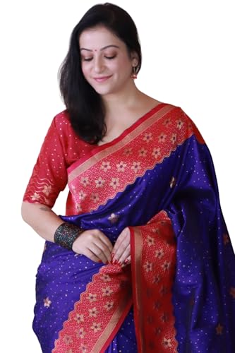 Image of SGF11 Women's Kanjivaram Pure Handloom Soft Silk Saree With Blouse Piece