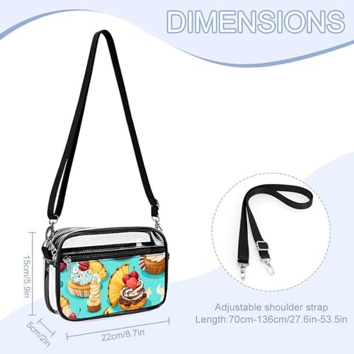 Colorful Cupcakes Cakes Women's Clear Crossbody Purse Bag Transparent Bags Pocket for Concerts Sports Festivals2