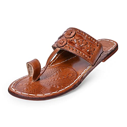 Image of Men's kolhapuri chappals 100% genuine leather hardcrafted Stylish,Ethinicwear & Dailywear designed with excellence 100% comfortable.