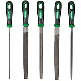 FALON-TECH Metall-Feilen-Set | Metall-Feilen-Satz | Flachfeile 200 mm | Halbrundfeile 200 mm | Rundfeile 200mm | Dreikantfeile 200mm | Vierkantfeile 200 mm | Kreutzhieb | Werkstattfeilen