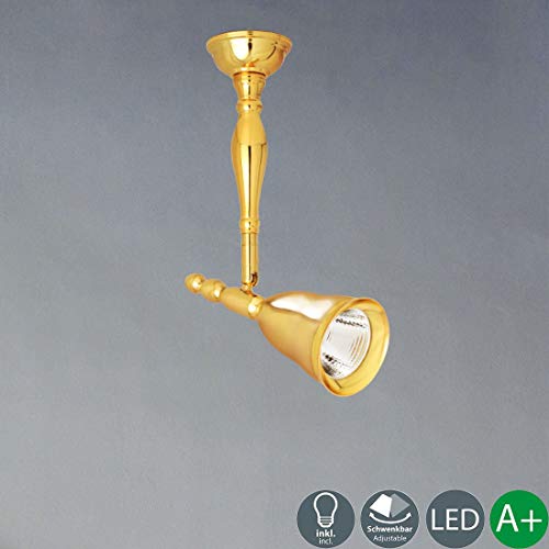 Xiao Fan LED COB Retro Industrial Focos de Techo Diseño único Decoración Innenbe Apliques (Dorado Vintage Ajustable Creativo Sombra Aluminio 5 W Blanco cálido 6.6 * 29.5 cm
