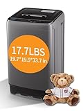 Full-Automatic Washing Machine 17.7 lbs Small Compact Portable 10 Wash Program & 8 Water Level Compact Washer with LED Display Ideal for Apartments, RV, Camping, Grey