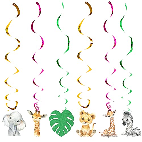 12Pcs Wild One Hanging Swirls Ceiling Streamers Decorations, For Jungle Safari Animal Birthday Party Decorations Baby Shower Supplies #TOP2