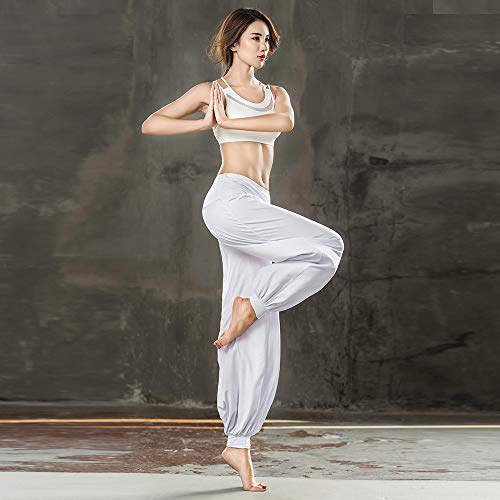 KSUA Calça harém feminina Kung fu calça tai chi macia modal yoga calças longas largas esportes solta