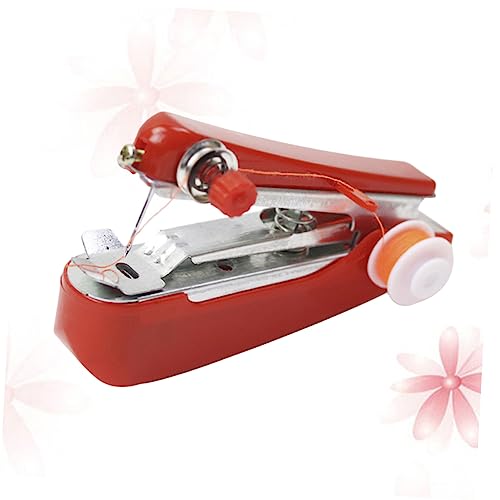 Gogogmee Máquina De Coser Portátil Roja Multifuncional Inalámbrica Para Mini Máquina De Coser Manual Con Color De Hilo Aleatorio Para Costuras Reparaciones