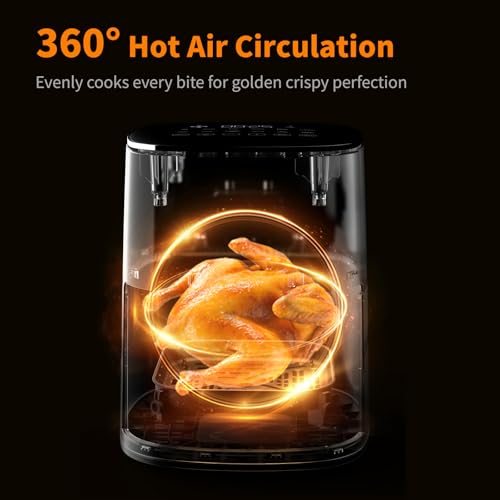 Image of CARORI 6QT Air Fryer with Viewing Window, 12 Cooking Presets, 1700W Fast & Even Cooking, Max 400℉ Crisping, Bake, Roast, Reheat & Dehydrate, Large Nonstick Basket, Dishwasher Safe, Dark Blue