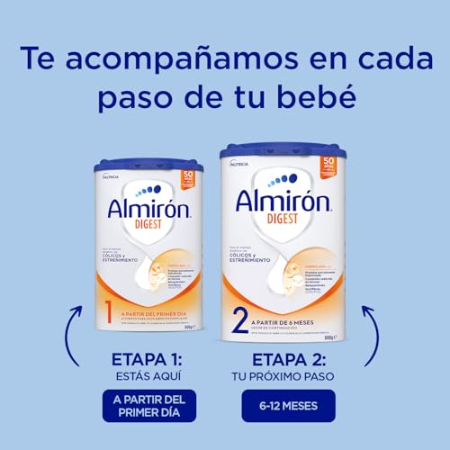 Miniatura 7 de Almirón Digest 1, Leche En Polvo De Inicio Bebé Anti-Cólico Y Estreñimiento, Leche Almirón 1 Digest Con Beta-Palmitato Y Proteína Hidrolizada, Leche Bebé A Partir Del Primer Día, 800g