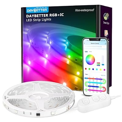 DAYBETTER Smart IC LED Strip Lights, BGRIC LED Lights for Bedroom 65.6FT, DIY Multiple Colors on One Line, App Control Color Changing Strip Lighting Music Sync Home Decor(1 Roll)