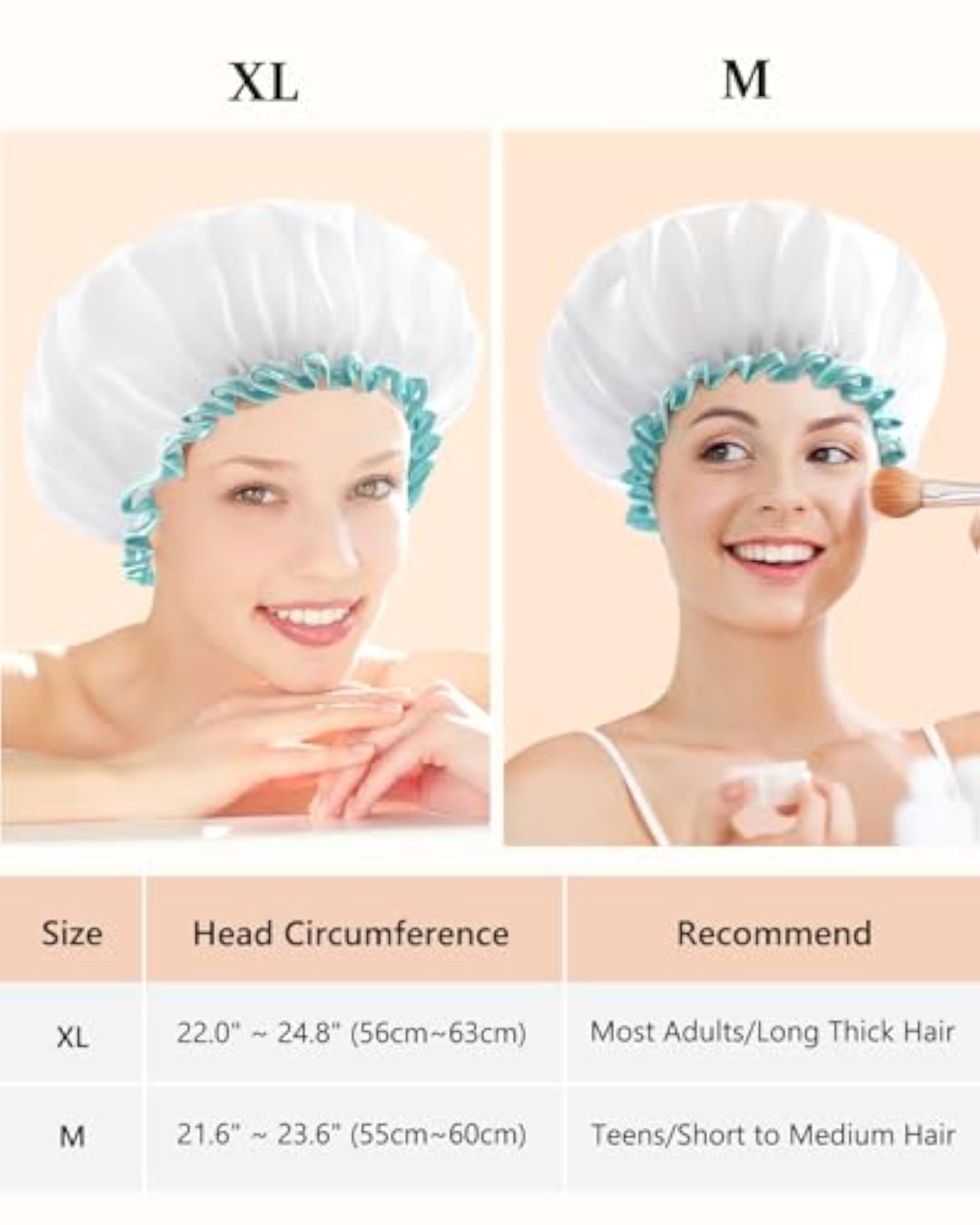 Women's Waterproof Mold Resistant Washable Shower Cap for Long Hair, Gift