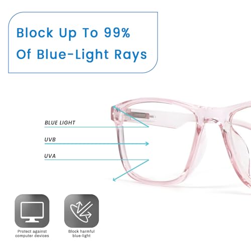 Image of UV Protection Glasses Blue Cut Blocking Harmful Rays Glasses for Men & Women Zero Power Computer Specs Eye Protection Lightweight Frame with Case & Cleaning Cloth