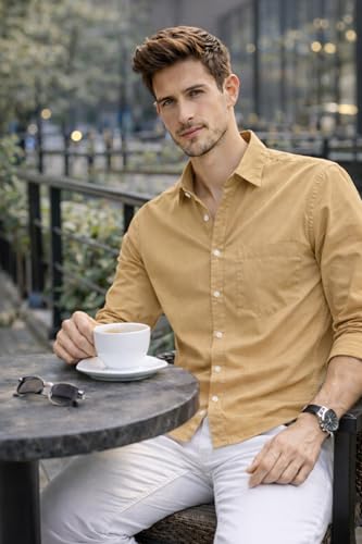 Image of Ben Martin Shirt for Men | Regular Casual Shirts for Mens' | Men's Casual Shirt's Slim Fit | Full Sleeve Cotton Shirts for Men's | Solid Shirt's for Mens Stylish | Formal & Casual Office Wear Shirts