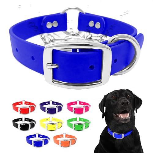Regal Dog Products Waterproof Dog Collar, Nickel Double Buckle, Large Blue